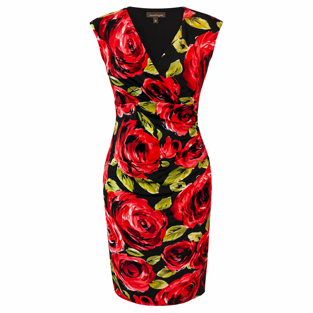 Phase Eight Ruched Crossover Neck Stretch Dress UK 10