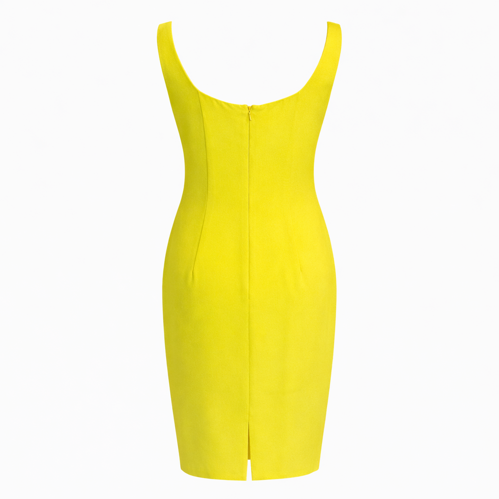 Simon Ellis Chartreuse Yellow Dress Suit, Black Bolero Jacket UK 10