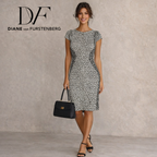 Diane Von Furstenberg Monochrome Cotton Snake Dress US 4 UK 8