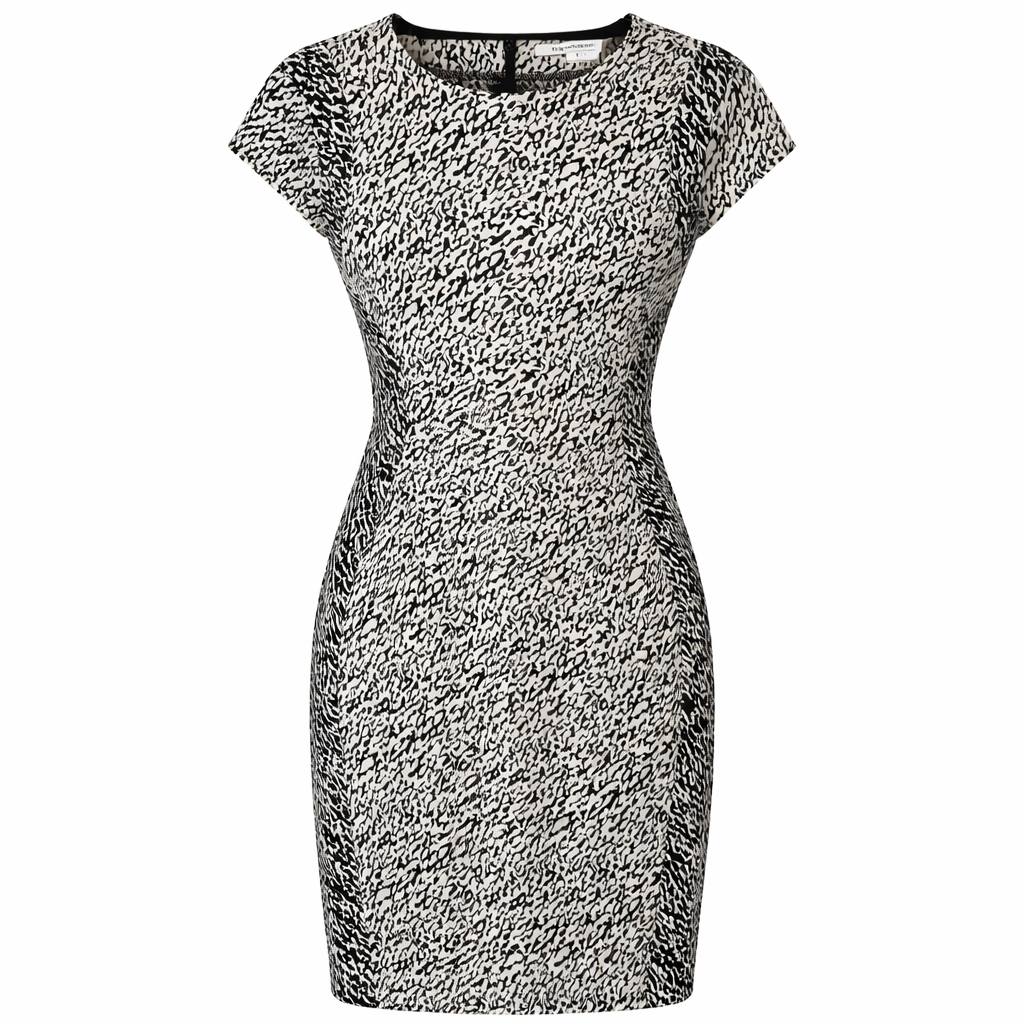 Diane Von Furstenberg Monochrome Cotton Snake Dress US 4 UK 8