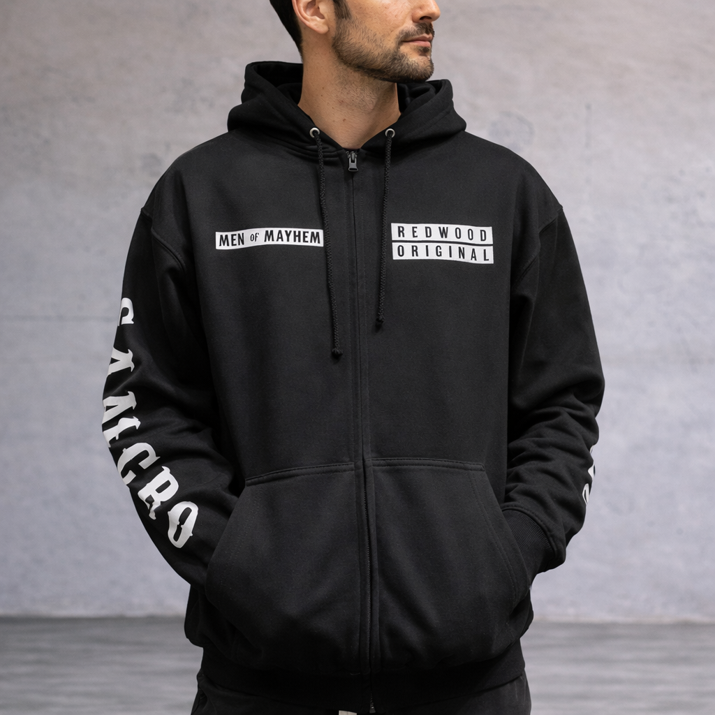 Sons of Anarchy Black Charter Hoodie Pullover - Redwood Original 48" Chest