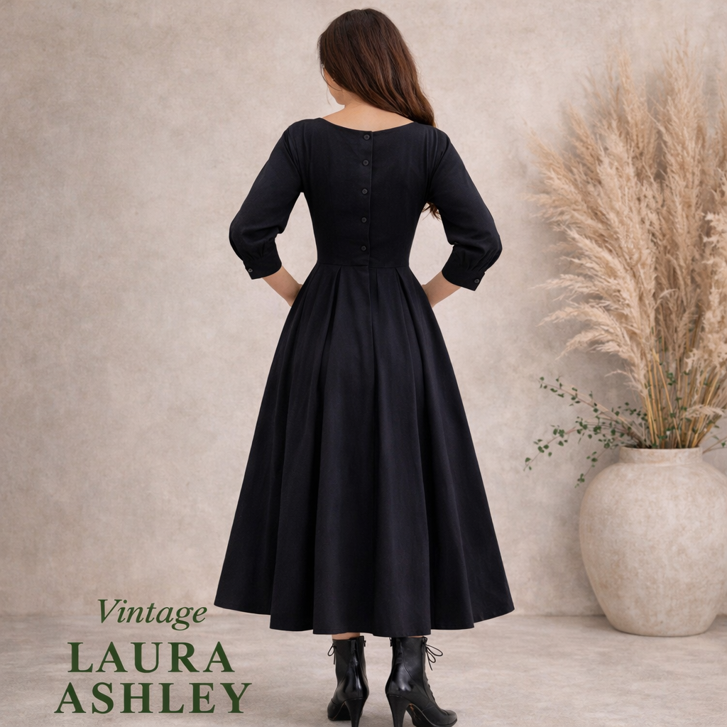 Laura Ashley Vintage Dress, Button Back Detail UK 10/12