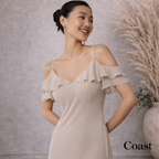 Coast Cream Chiffon Cold Shoulder Maxi Dress UK 12