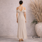 Coast Cream Chiffon Cold Shoulder Maxi Dress UK 12