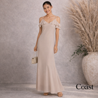 Coast Cream Chiffon Cold Shoulder Maxi Dress UK 12