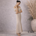 Coast Cream Chiffon Cold Shoulder Maxi Dress UK 12