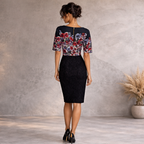 Next Black Blue Red Floral Dress UK 12