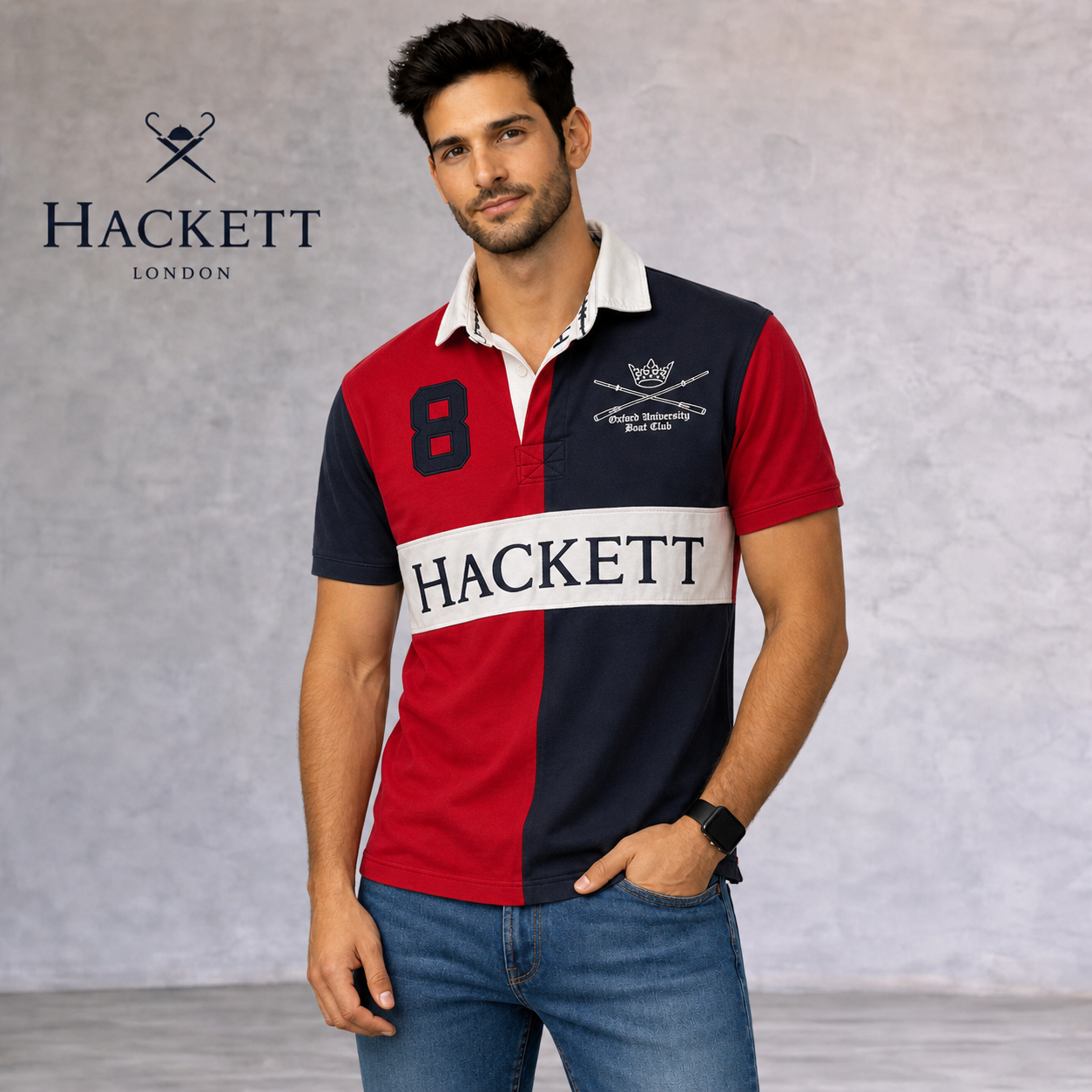 Hackett London Cotton Polo Shirt Oxford Boat Club XS