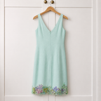 Renato Nucci Green Linen Embroidered Floral Dress UK 10