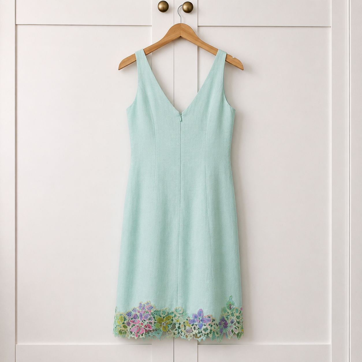 Renato Nucci Green Linen Embroidered Floral Dress UK 10