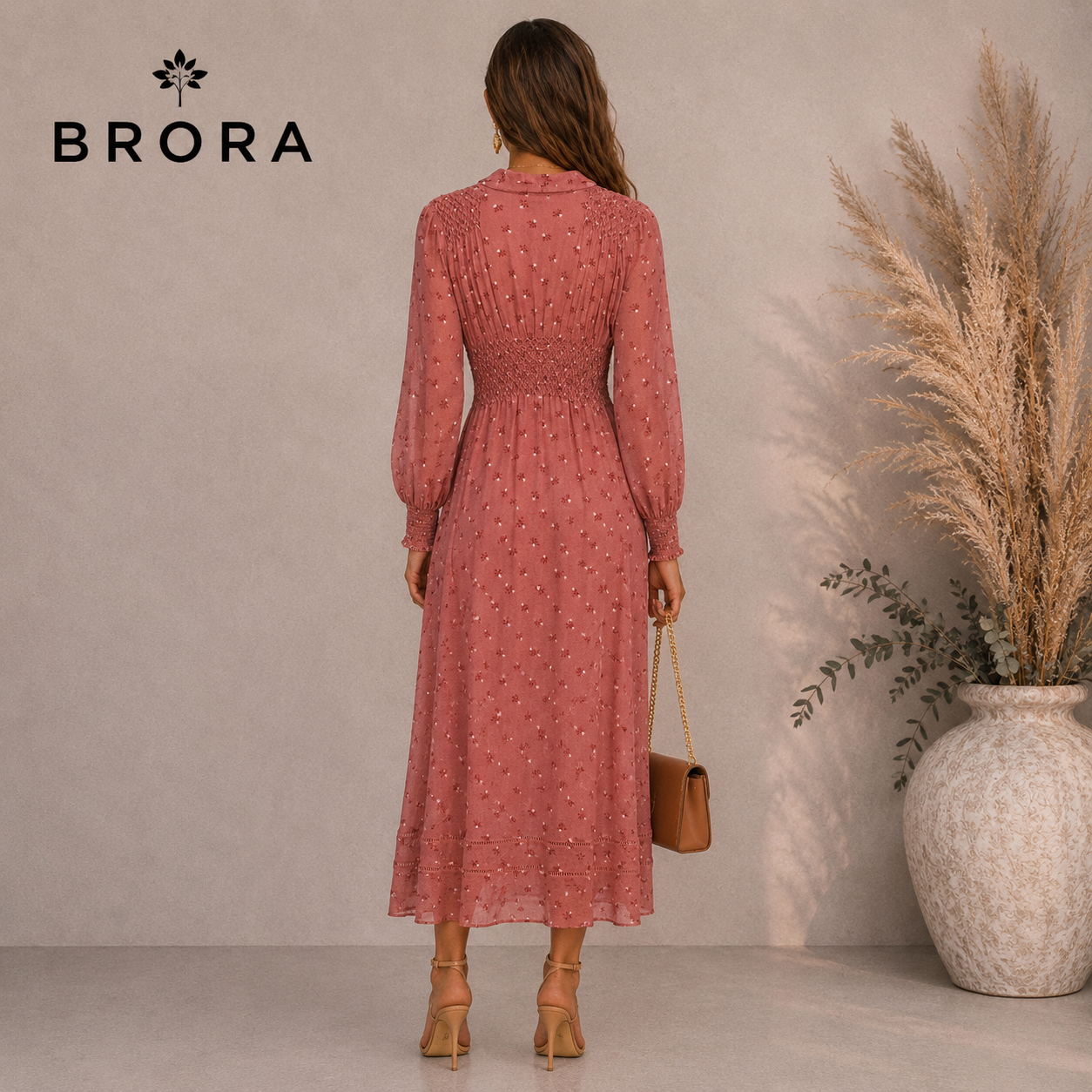 Brora 100% Silk Floral Smock Dress Rose Pink UK 12 RRP £295