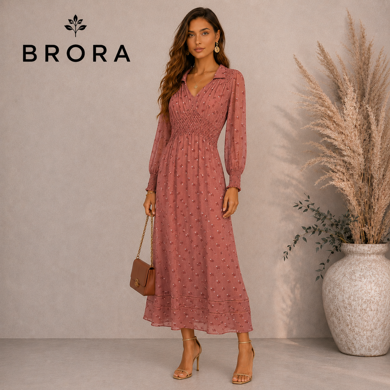 Brora 100% Silk Floral Smock Dress Rose Pink UK 12 RRP £295