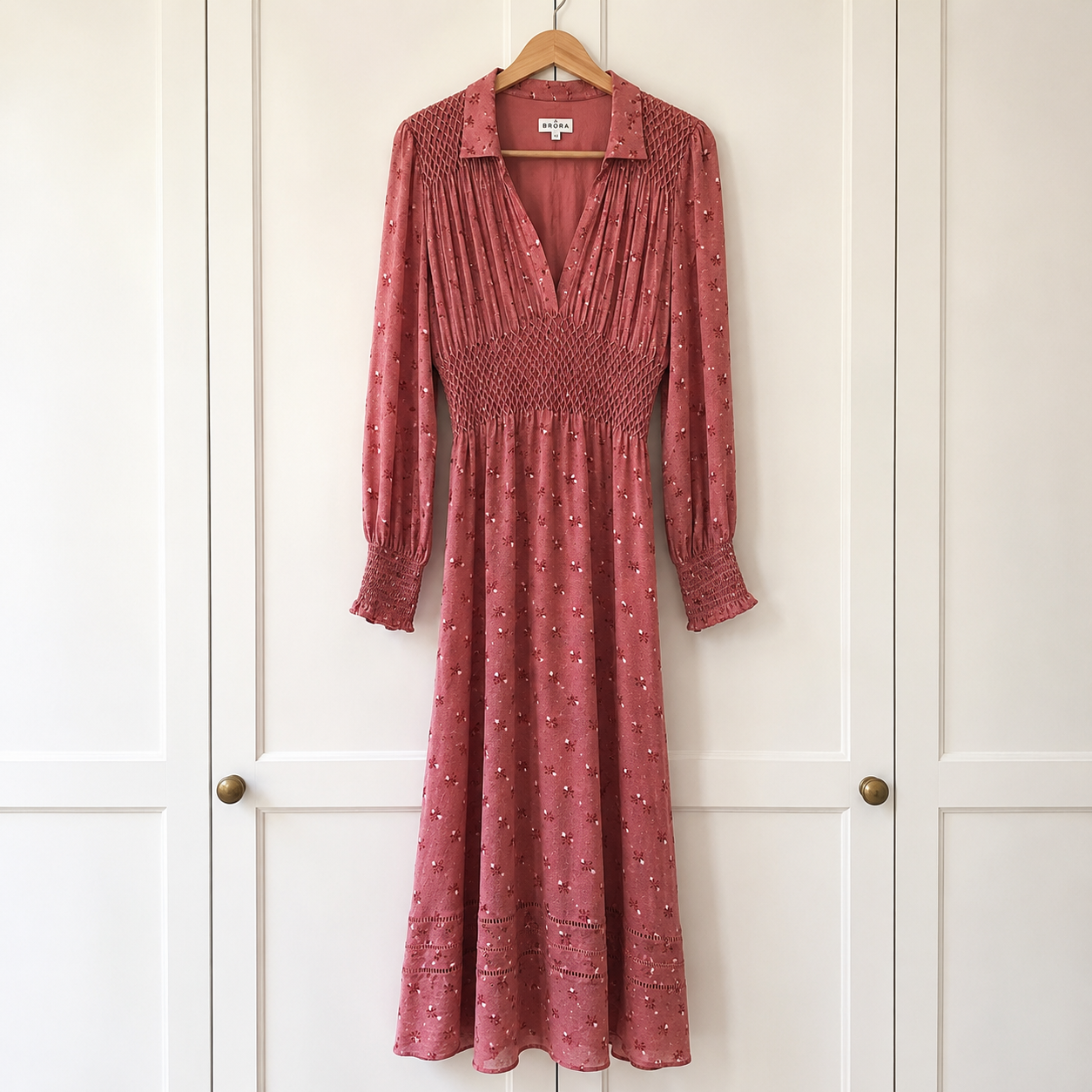 Brora 100% Silk Floral Smock Dress Rose Pink UK 12 RRP £295