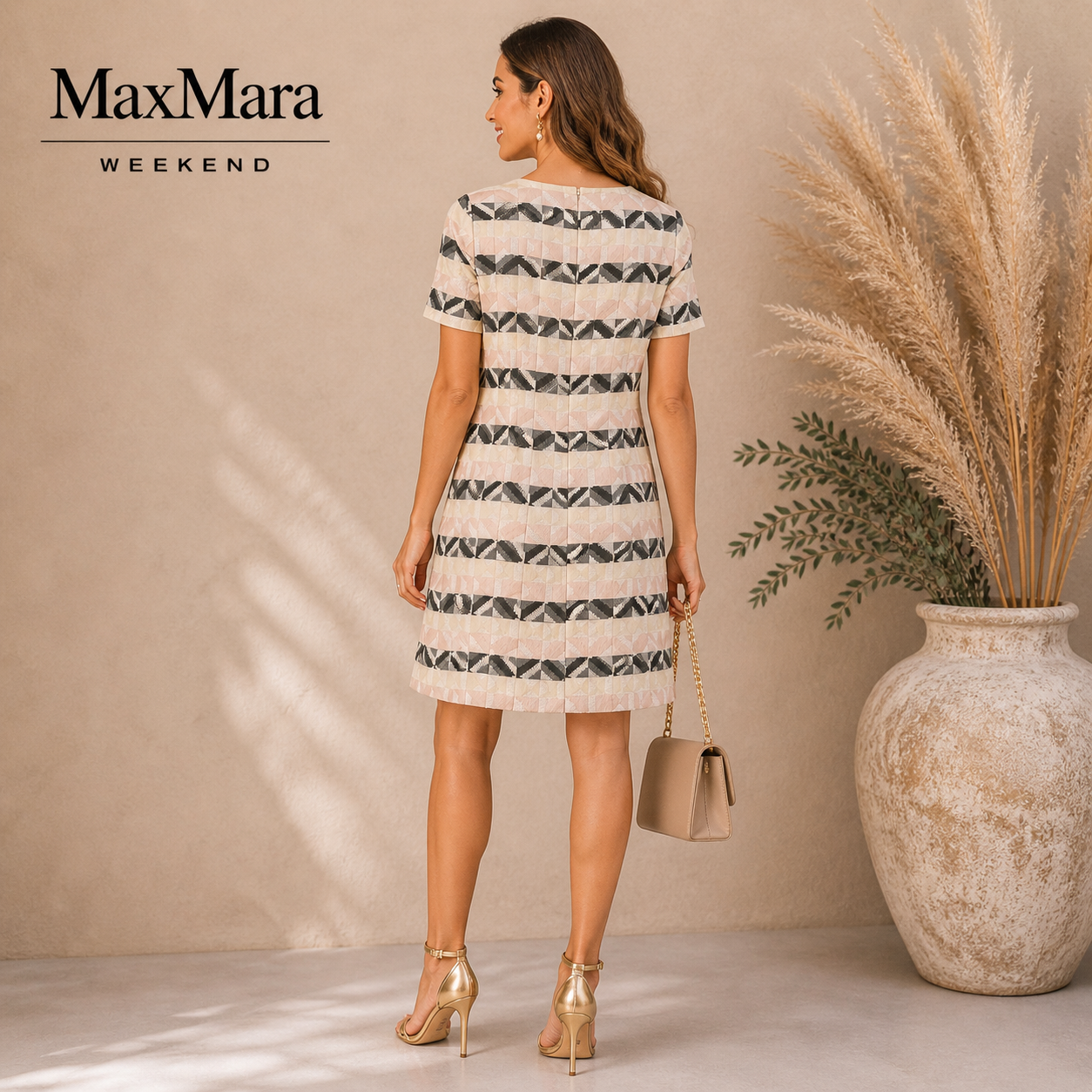Max Mara Weekend Geometric A-Line Dress UK 6