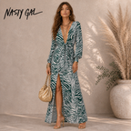 Nasty Gal Green & Cream Zebra Dress UK 4