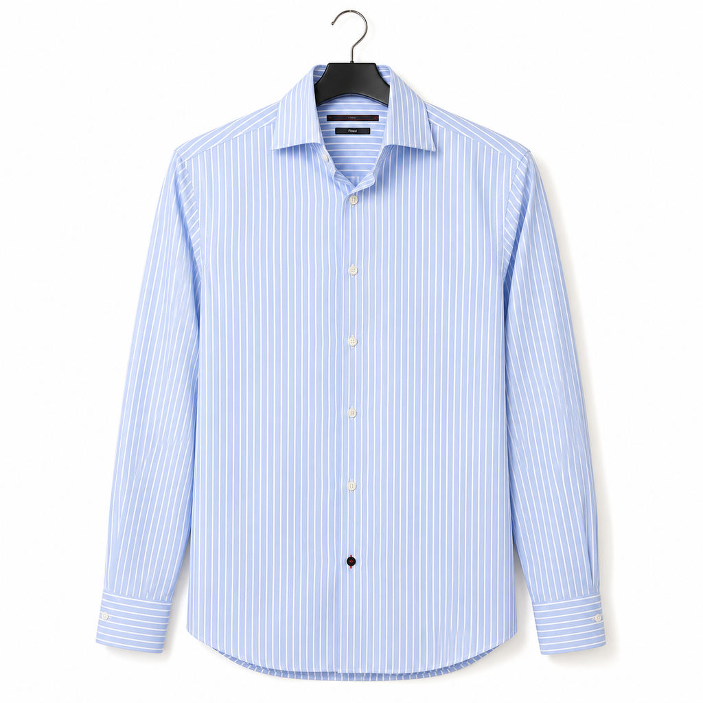 Tommy Hilfiger Fitted Blue Stripe Shirt Size M - 40/15 3/4"