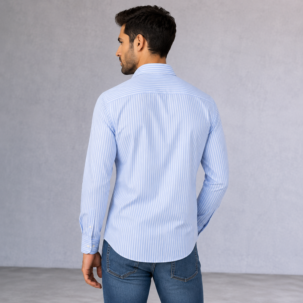 Tommy Hilfiger Fitted Blue Stripe Shirt Size M - 40/15 3/4"