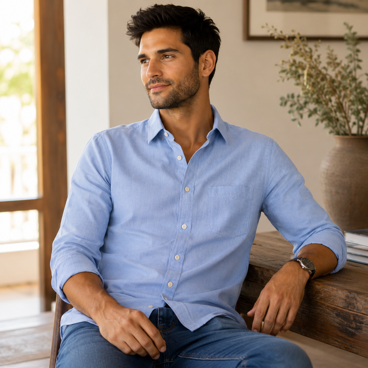 Men’s Scotch & Soda Blue Cotton Shirt Size L