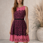 Hobbs Rose Petal Pink Black Animal Print Dress UK 10
