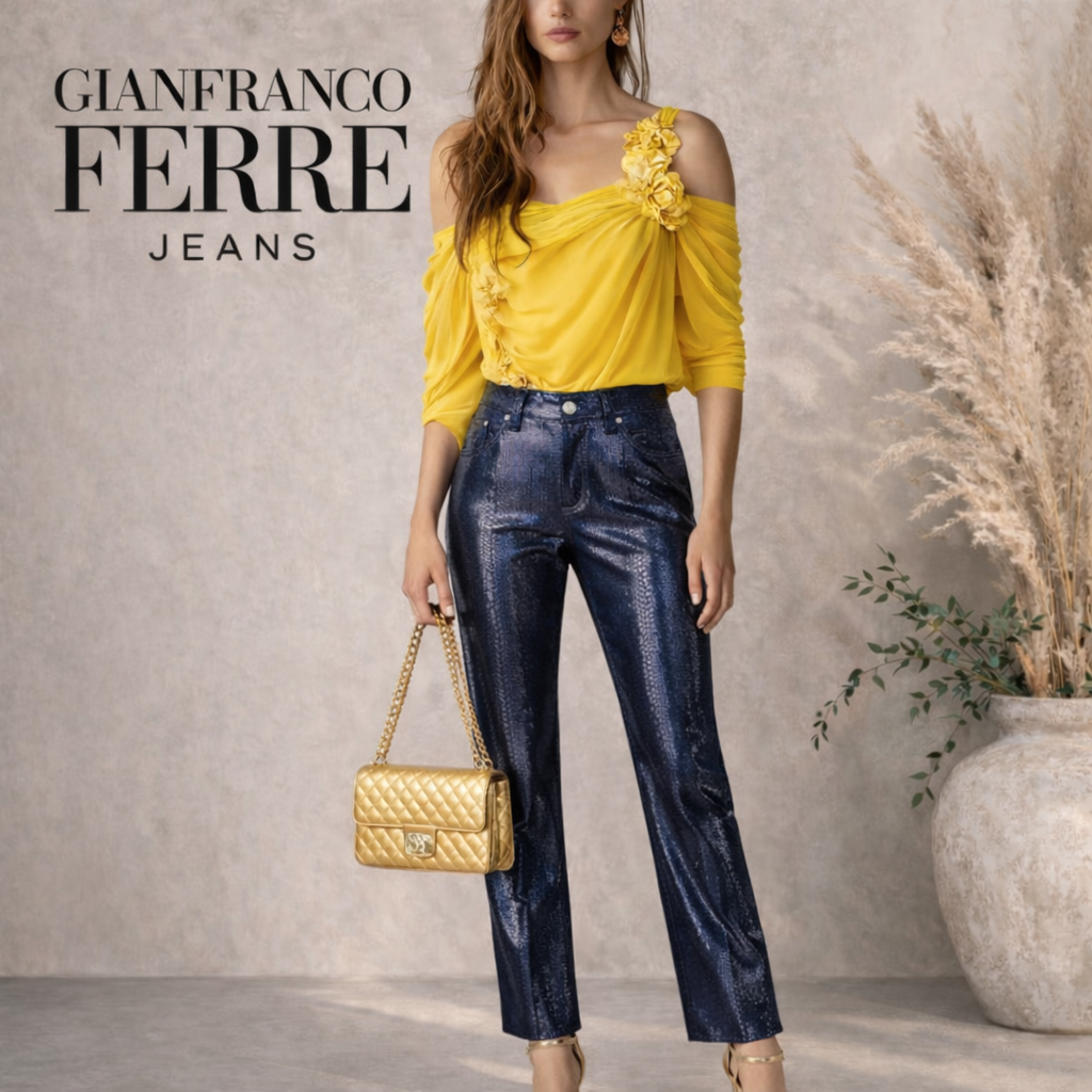 Gianfranco Ferre Jeans Vintage Navy Snake Print Trousers Size 29