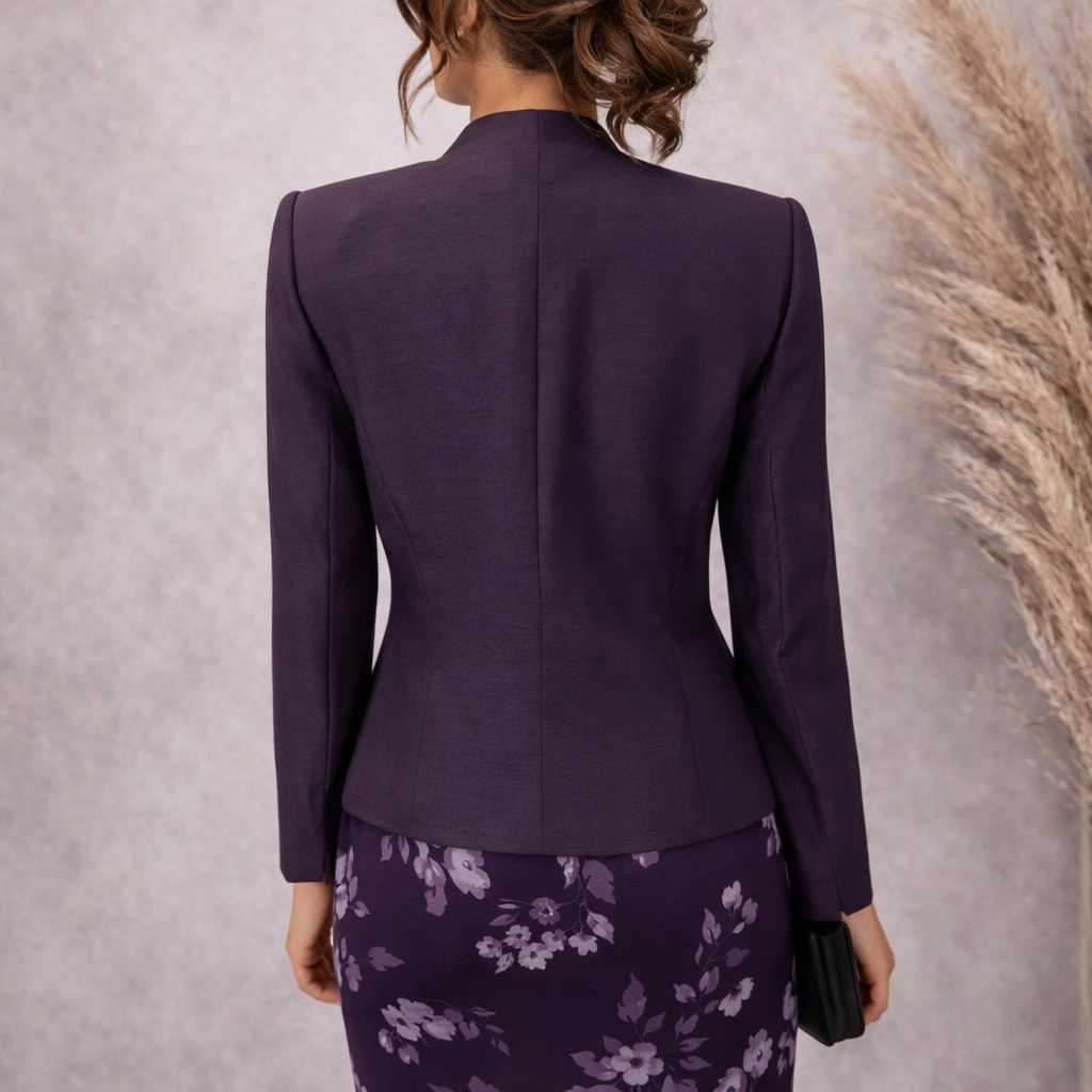 Jacques Vert Deep Plum Collarless Jacket UK 12