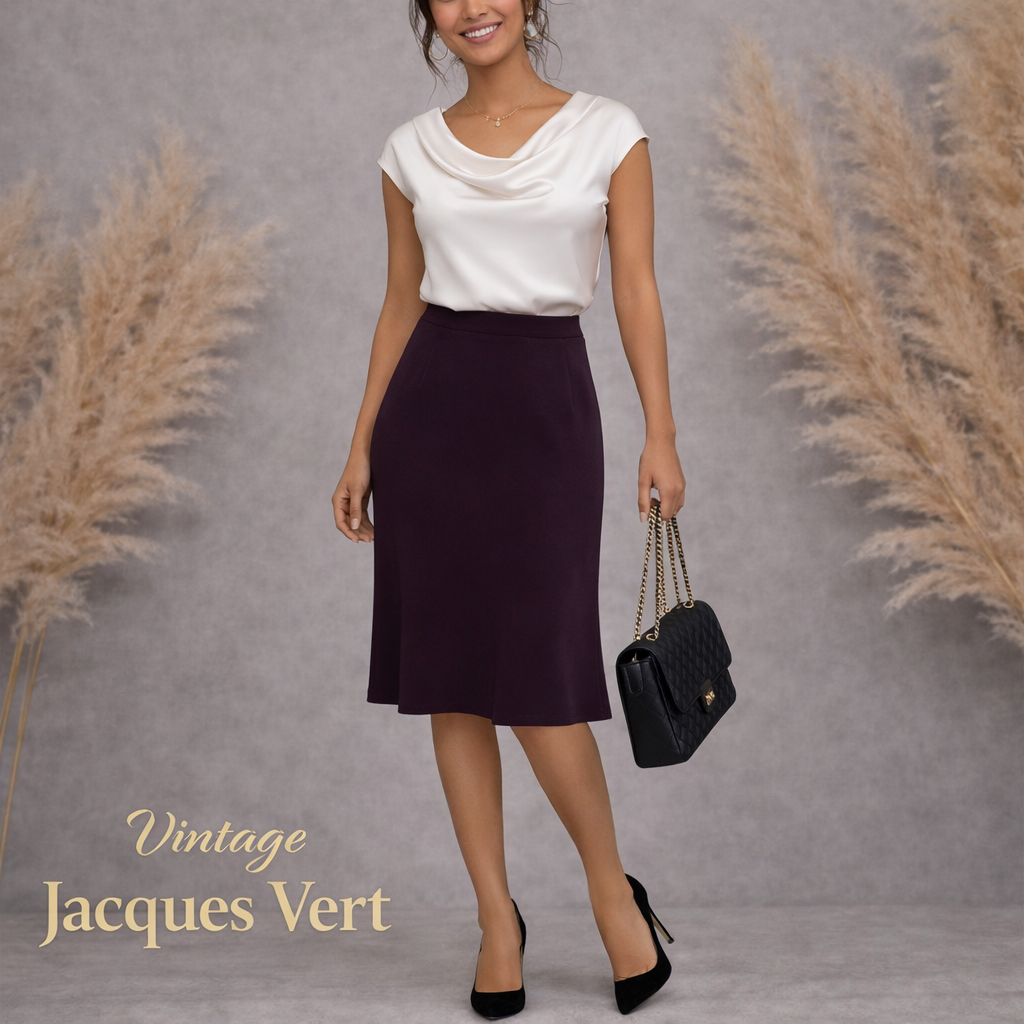 Jacques Vert Dark Plum Purple Flippy Skirt UK 14