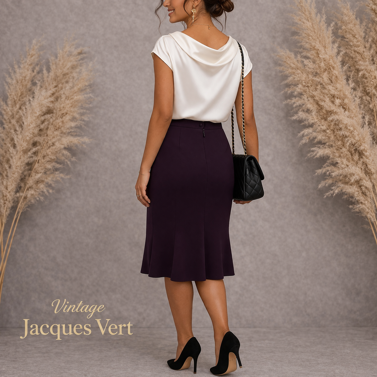 Jacques Vert Dark Plum Purple Flippy Skirt UK 14