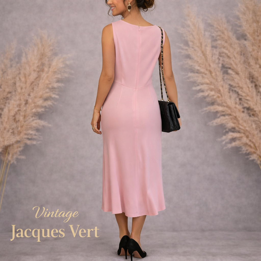 Jacques Vert Rose Pink Embroidered Floral Dress UK 14