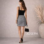 Joseph Grey Tweed Wool Mini Skirt UK 14