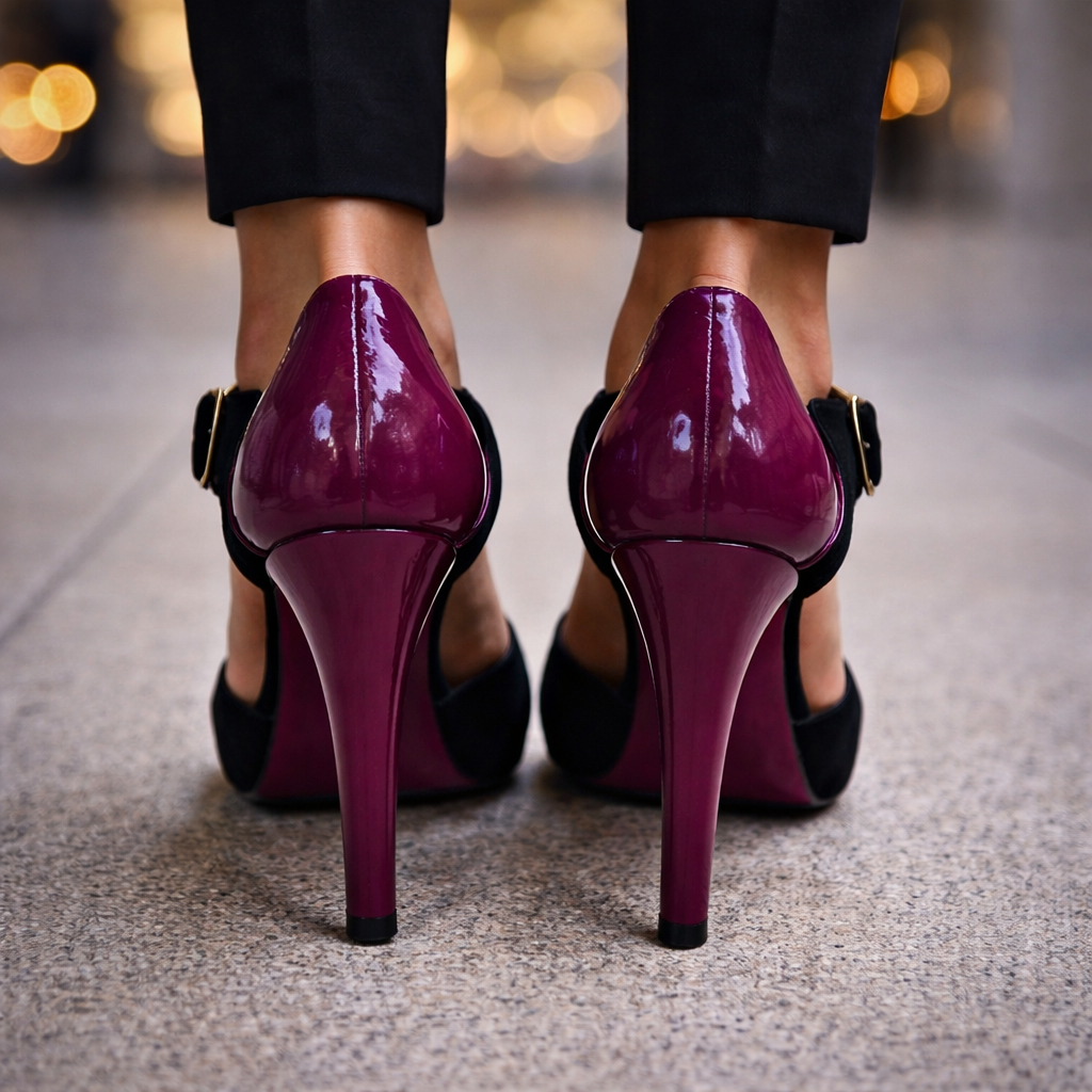 Sergio Rossi Purple Leather Black Suede Sandals UK 4.5
