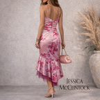 Jessica McClintock Gunne Sax Pink Satin Fishtail Dress UK 8