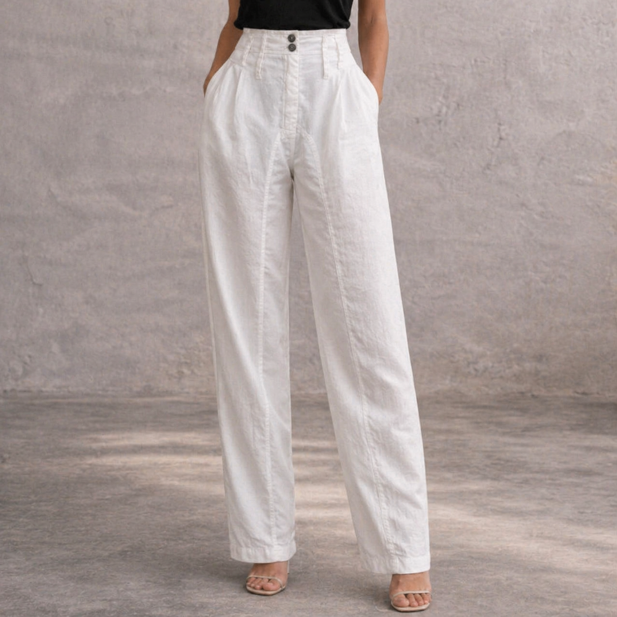 Alexander Wang White Cotton High Waisted Tapered Trousers UK 6