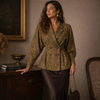 Genetpelsone Original 1980s Vintage Jacquard Batwing Jacket UK 10