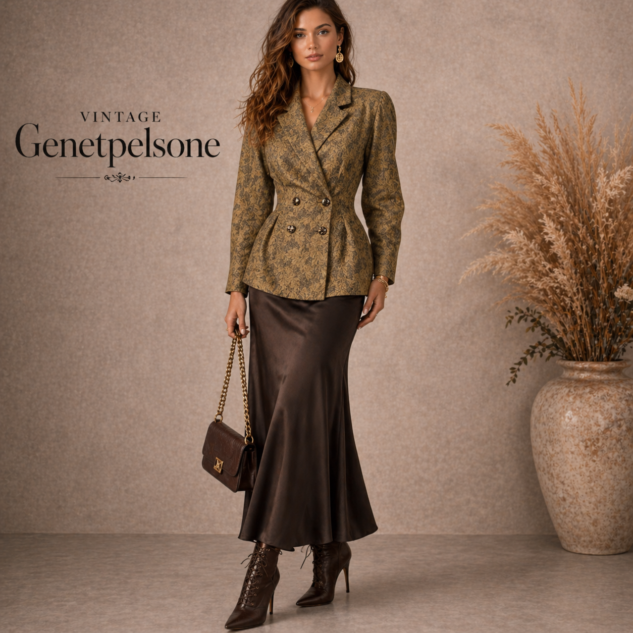 Genetpelsone Original 1980s Vintage Jacquard Batwing Jacket UK 10