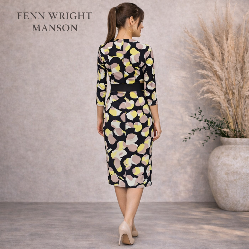 Fenn Wright Manson Navy & Yellow Dress UK 10