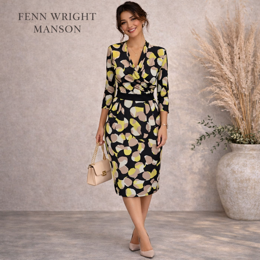 Fenn Wright Manson Navy & Yellow Dress UK 10