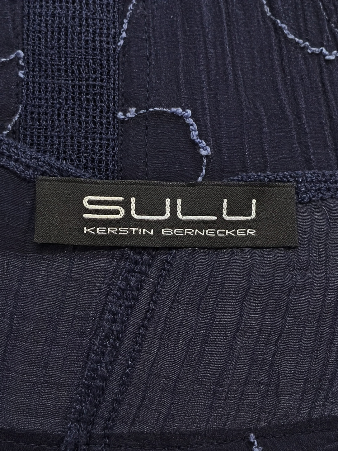 SULU Kerstin Bernecker Navy Linen Silk Tunic Top UK 10