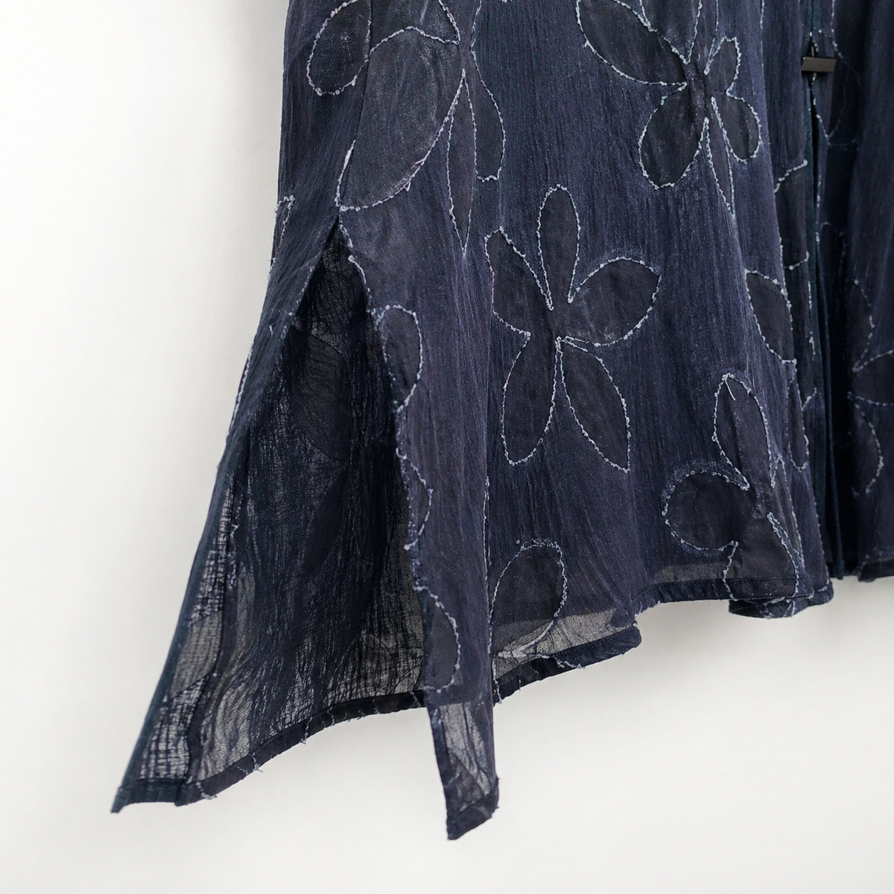 SULU Kerstin Bernecker Navy Linen Silk Tunic Top UK 10