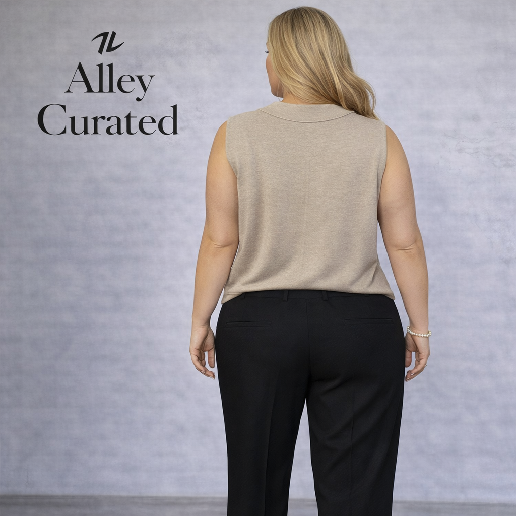 Lamberto Losani Oatmeal Cotton Cashmere Top UK 18