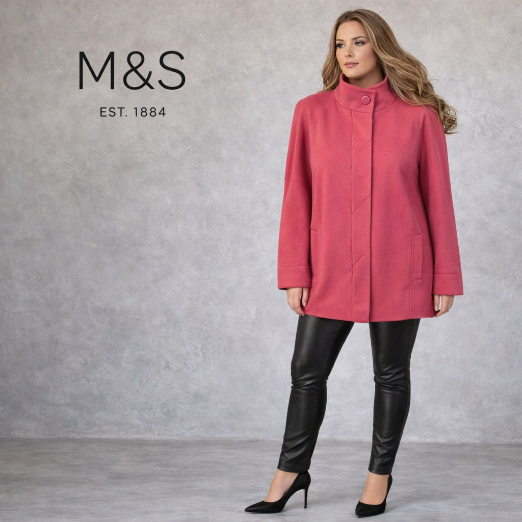 Marks & Spencer Pink Wool Long Jacket UK 18