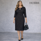 Hobbs Navy Long Sleeve Winter Dress UK 16
