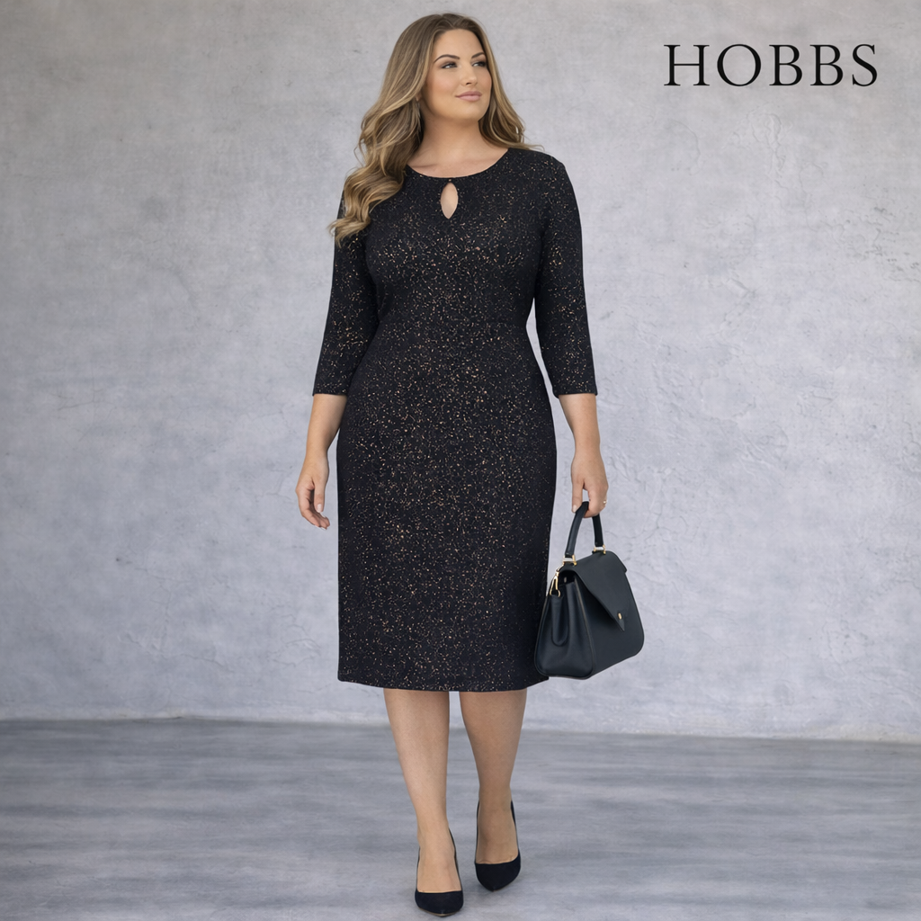 Hobbs Navy Long Sleeve Winter Dress UK 16