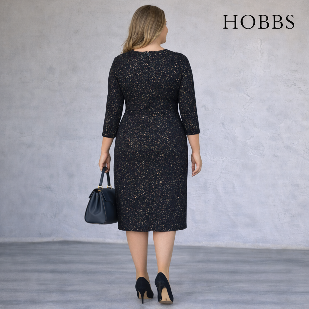 Hobbs Navy Long Sleeve Winter Dress UK 16