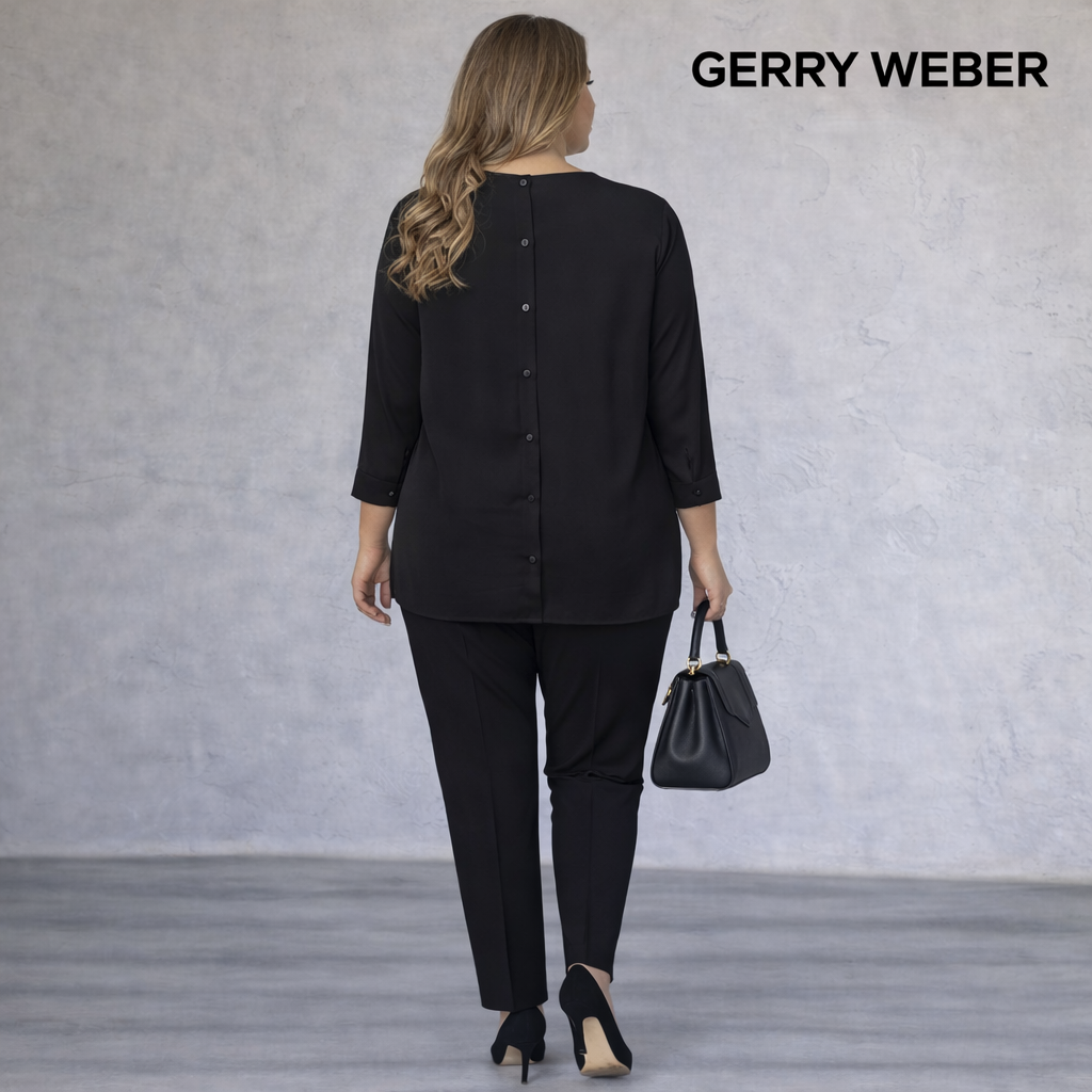 Gerry Weber Ivory & Black Chiffon Blouse UK 16