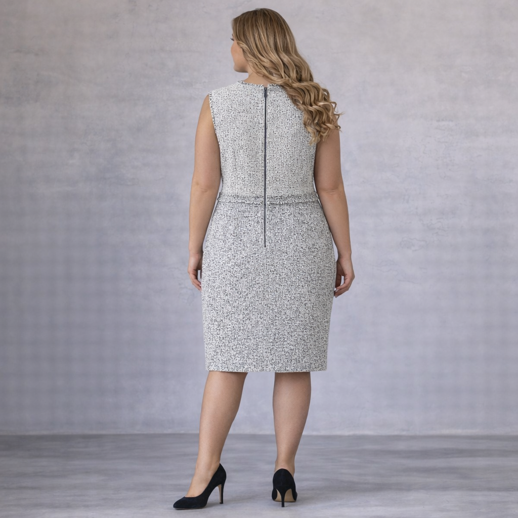 Fenn Wright Manson Geneva Navy Ivory Tweed Dress Suit UK 16