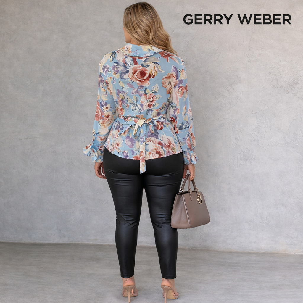Gerard Darel Blue & Pink Floral Silk Wrap Blouse UK 16