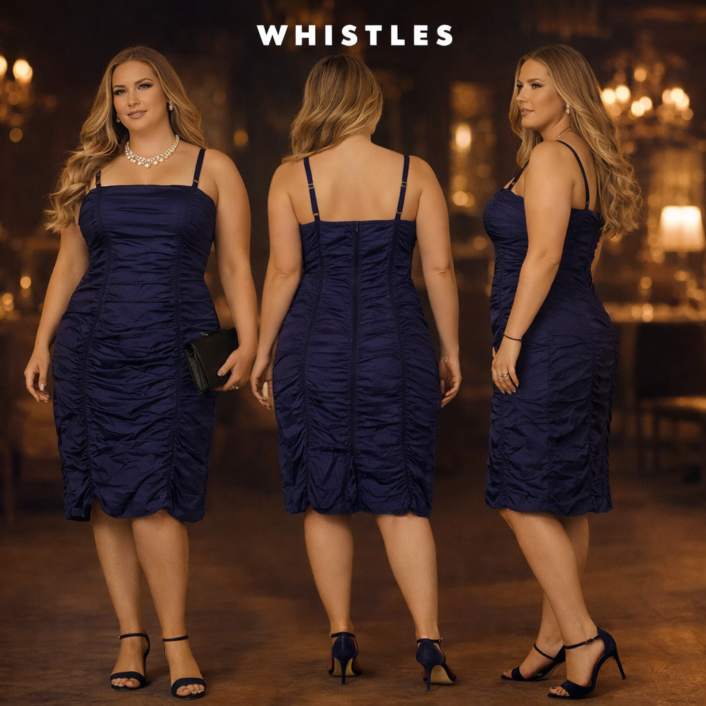 Whistles Purple Ruched Bodycon Dress UK 16