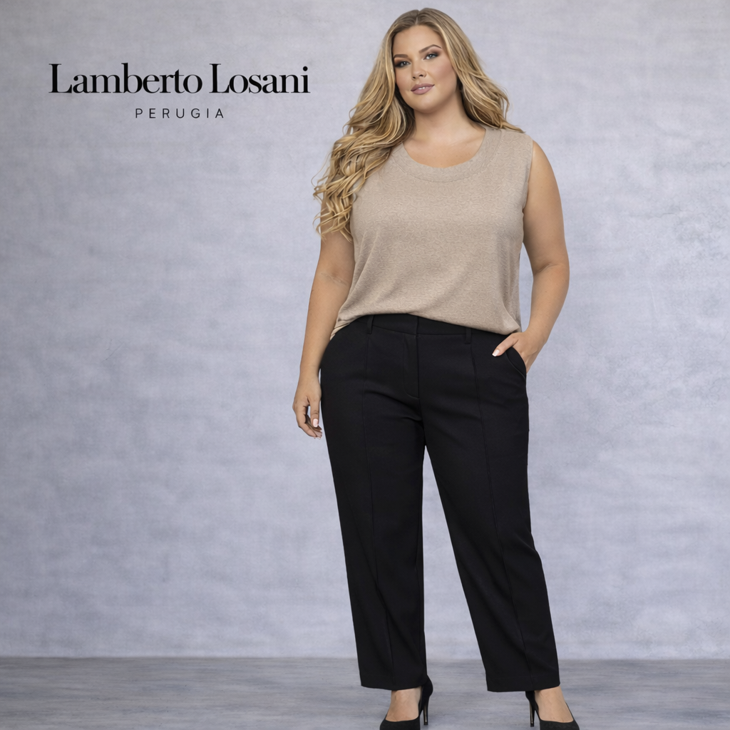 Lamberto Losani Oatmeal Cotton Cashmere Top UK 18