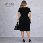 Hobbs Kirsty Black Cap Sleeve Shift Dress UK 16