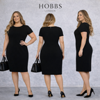 Hobbs Kirsty Black Cap Sleeve Shift Dress UK 16